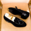 Black suede tassel loafer-01