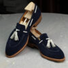navy suede tassel loafer - 01